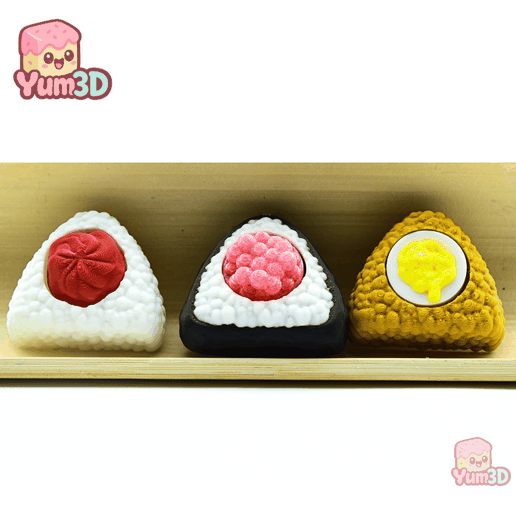 🗝️ Yum3D Clicky Onigiri Magnet-Insert Clicker Keychain - Cute